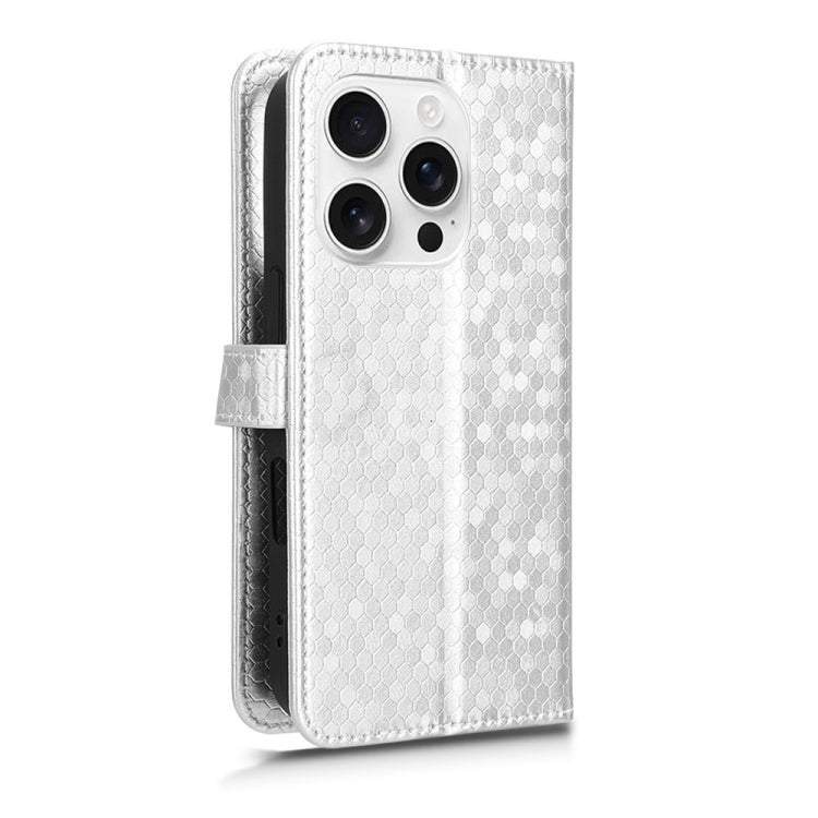 For iPhone 16 Pro Max Honeycomb Dot Texture Leather Phone Case