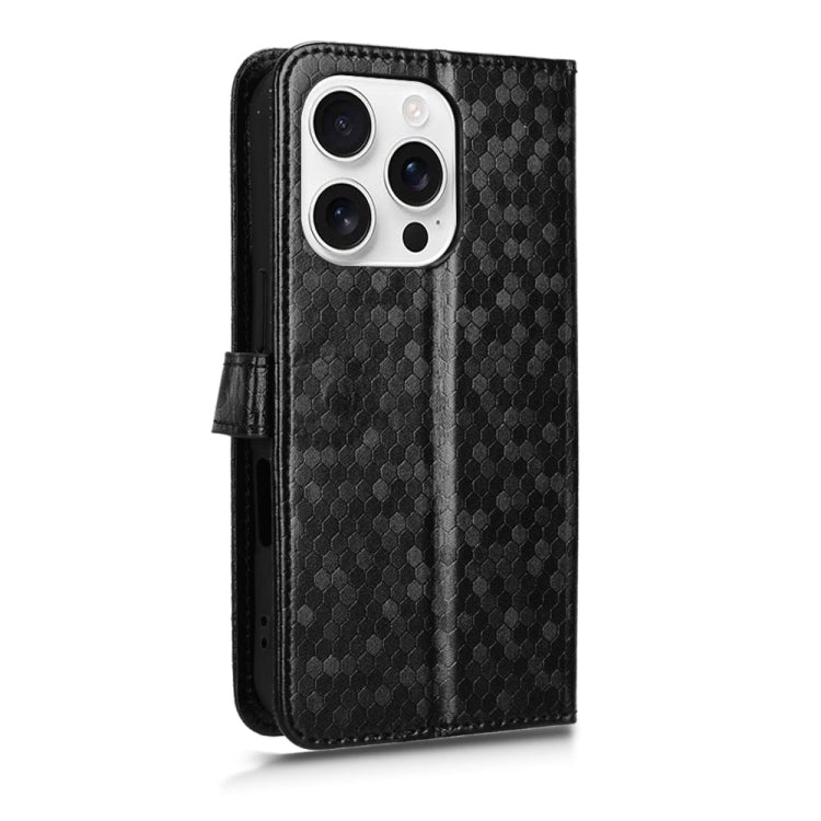 For iPhone 16 Pro Honeycomb Dot Texture Leather Phone Case