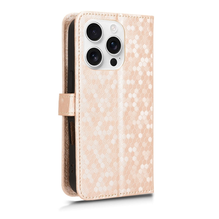 For iPhone 16 Pro Honeycomb Dot Texture Leather Phone Case
