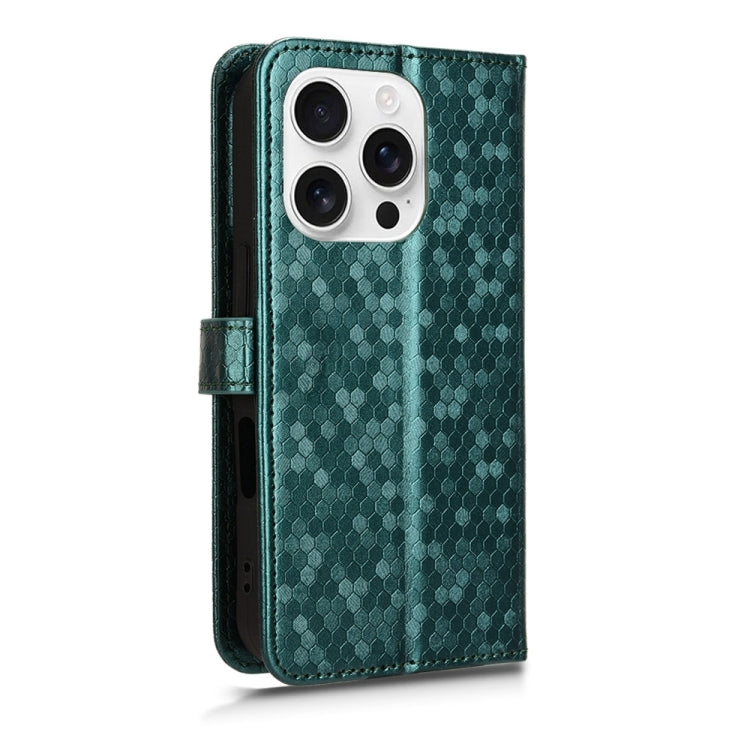 For iPhone 16 Pro Honeycomb Dot Texture Leather Phone Case