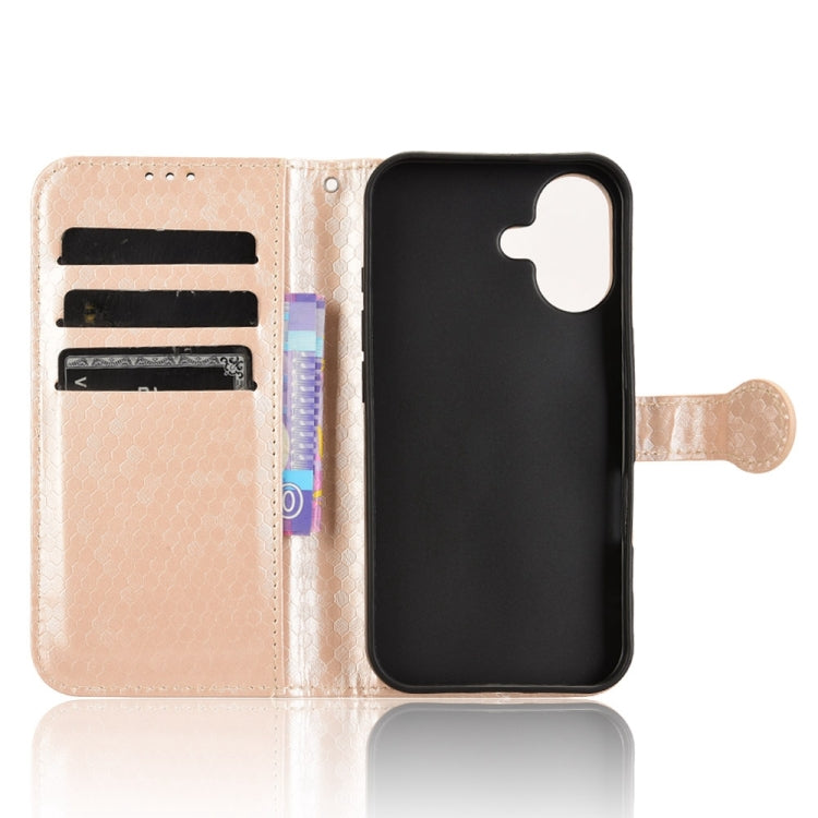 For iPhone 16 Plus Honeycomb Dot Texture Leather Phone Case