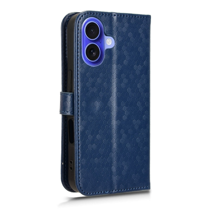 For iPhone 16 Plus Honeycomb Dot Texture Leather Phone Case