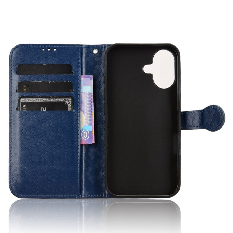 For iPhone 16 Plus Honeycomb Dot Texture Leather Phone Case