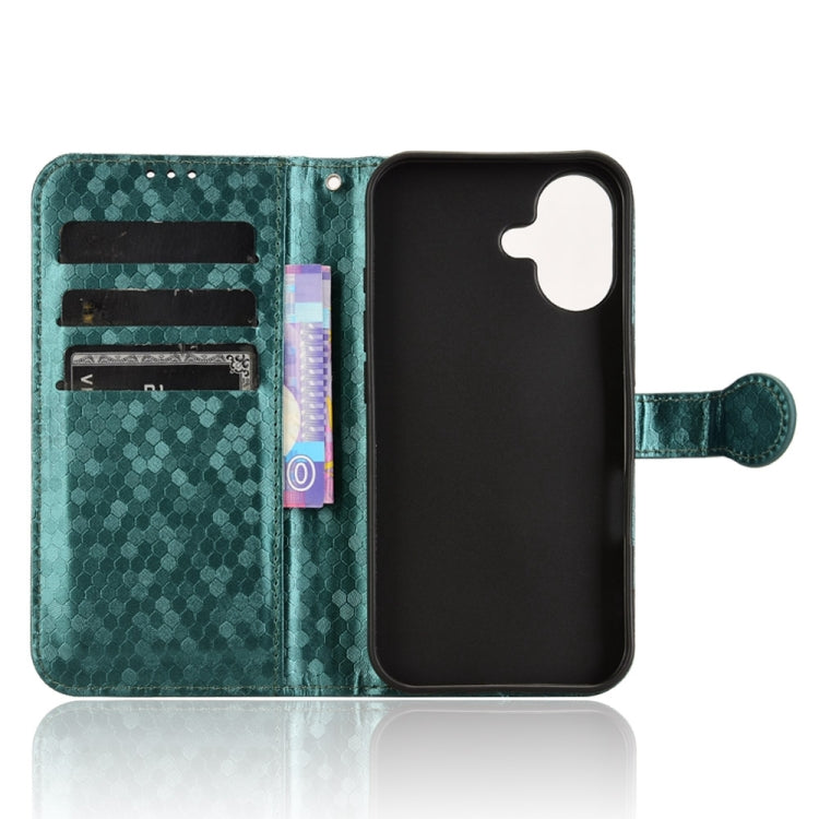 For iPhone 16 Plus Honeycomb Dot Texture Leather Phone Case