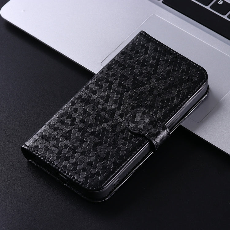 For iPhone 15 Pro Max Honeycomb Dot Texture Leather Phone Case