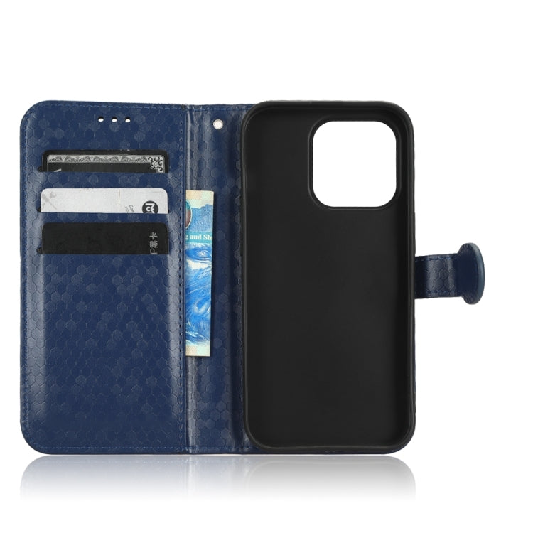 For iPhone 15 Pro Max Honeycomb Dot Texture Leather Phone Case