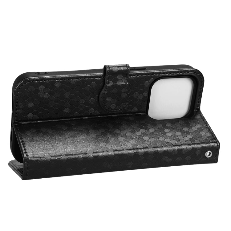 For iPhone 15 Pro Honeycomb Dot Texture Leather Phone Case