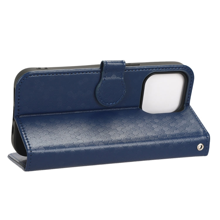 For iPhone 15 Pro Honeycomb Dot Texture Leather Phone Case