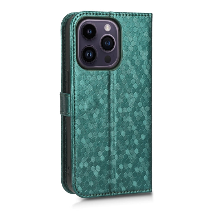 For iPhone 15 Pro Honeycomb Dot Texture Leather Phone Case