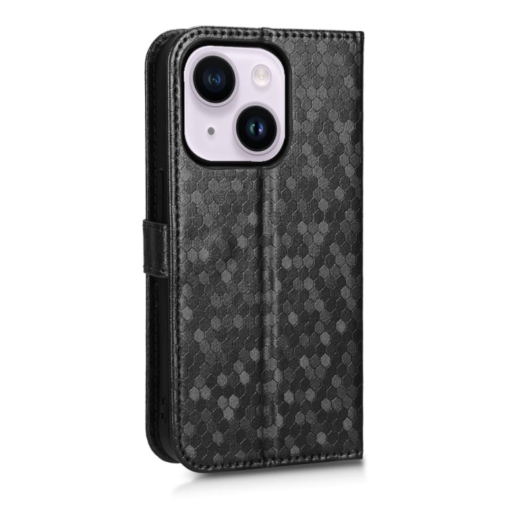 For iPhone 15 Plus Honeycomb Dot Texture Leather Phone Case