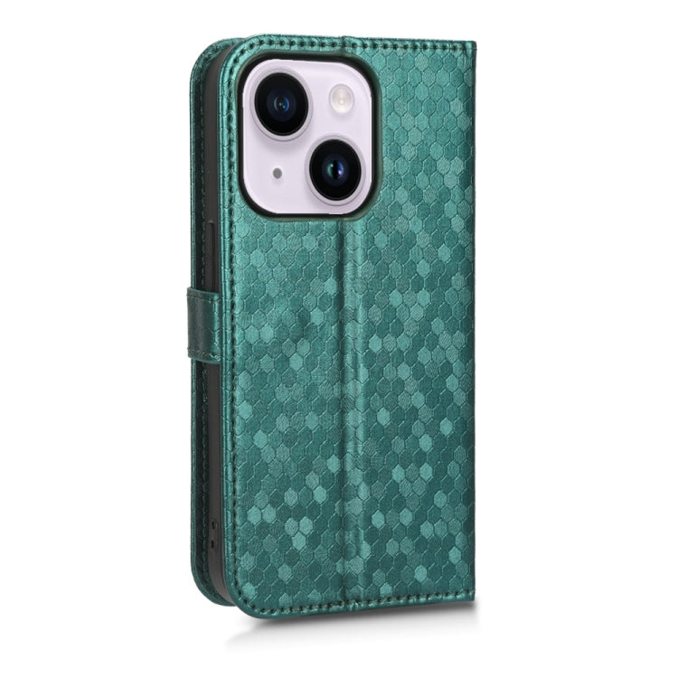 For iPhone 15 Plus Honeycomb Dot Texture Leather Phone Case