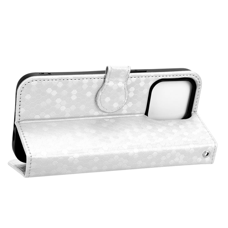 For iPhone 15 Plus Honeycomb Dot Texture Leather Phone Case