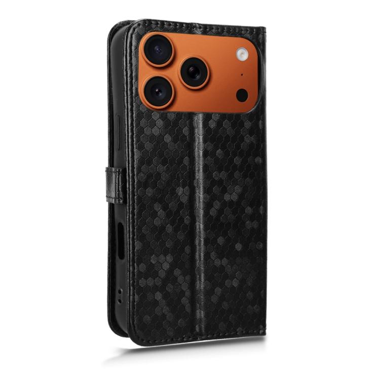 For iPhone 17 Pro Max Honeycomb Dot Texture Leather Phone Case