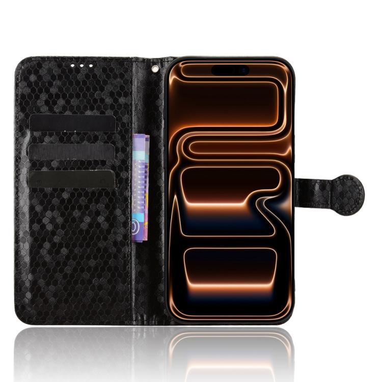 For iPhone 17 Pro Max Honeycomb Dot Texture Leather Phone Case