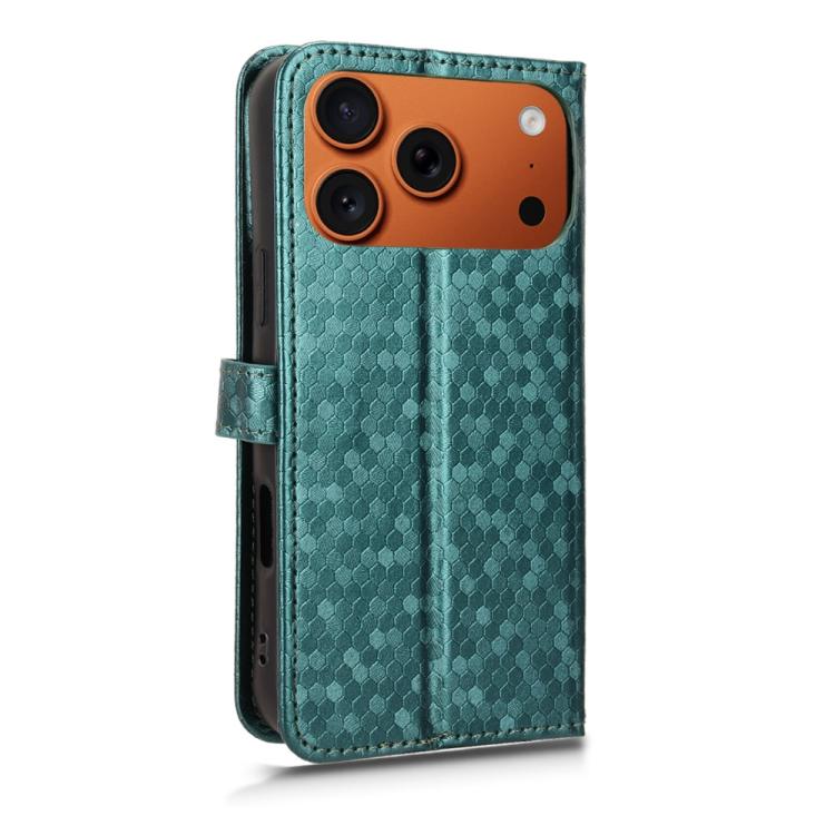 For iPhone 17 Pro Max Honeycomb Dot Texture Leather Phone Case