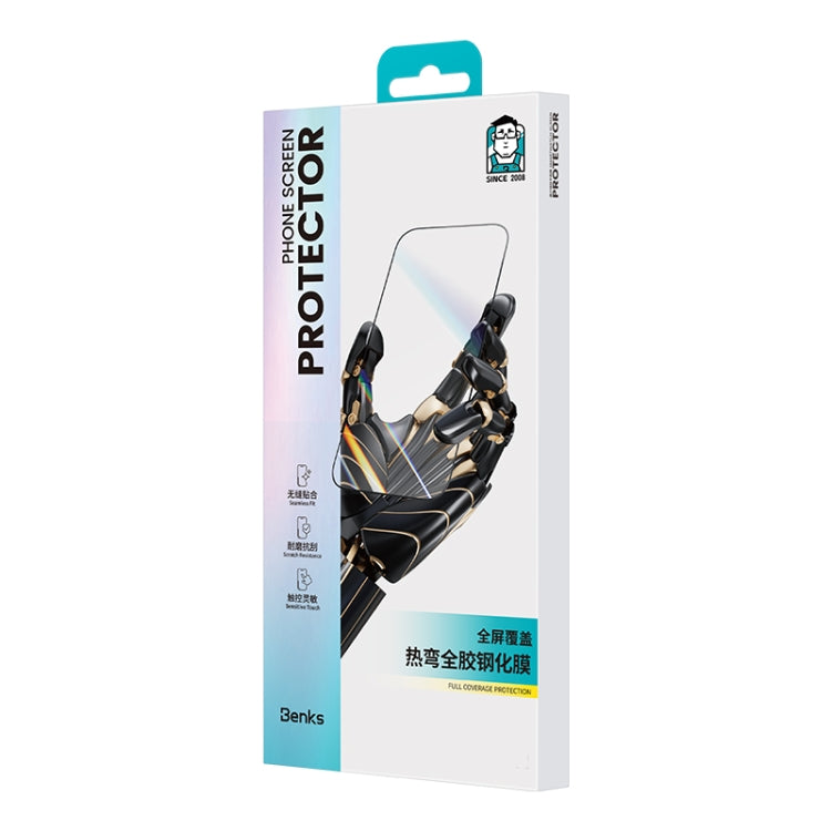 For iPhone 16 Pro Benks Black Gold Series 3D Heat Bending Full Glue Full Coverage HD Tempered Film