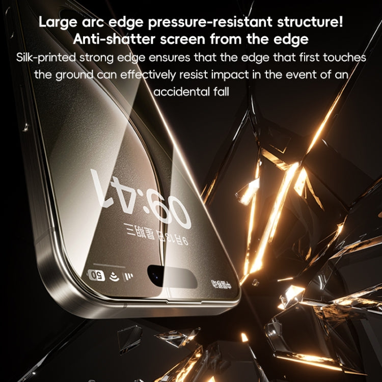 For iPhone 16 Pro Benks Black Gold Series 3D Heat Bending Full Glue Full Coverage HD Tempered Film
