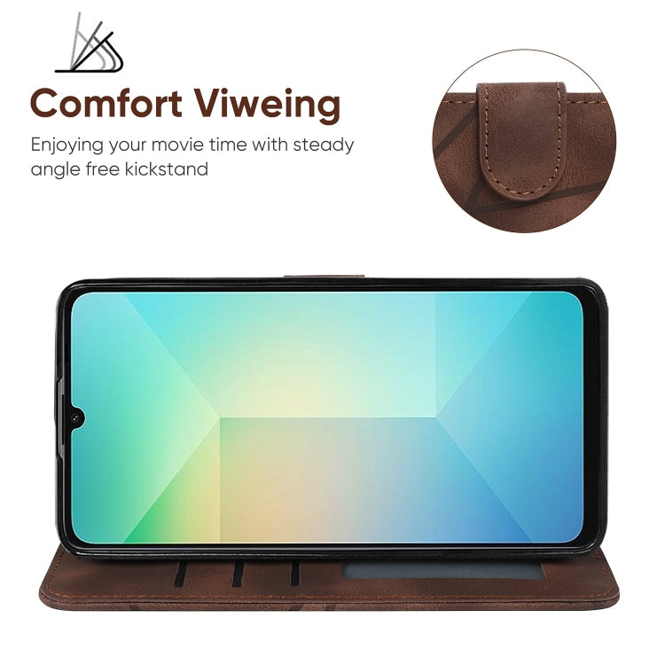 For Samsung Galaxy A06 4G Skin Feel Geometric Lines Leather Phone Case