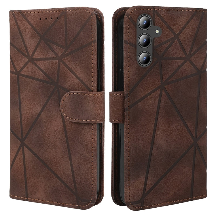 For Samsung Galaxy A36 / A56 5G Skin Feel Geometric Lines Leather Phone Case