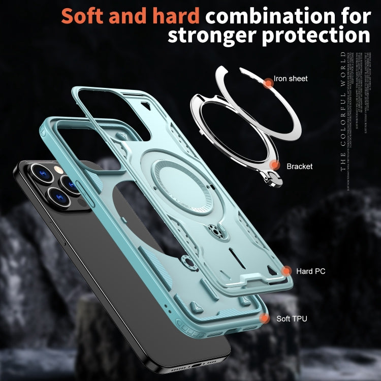 For iPhone 15 Pro Max PC Hybrid TPU Armor MagSafe Ring Holder Phone Case