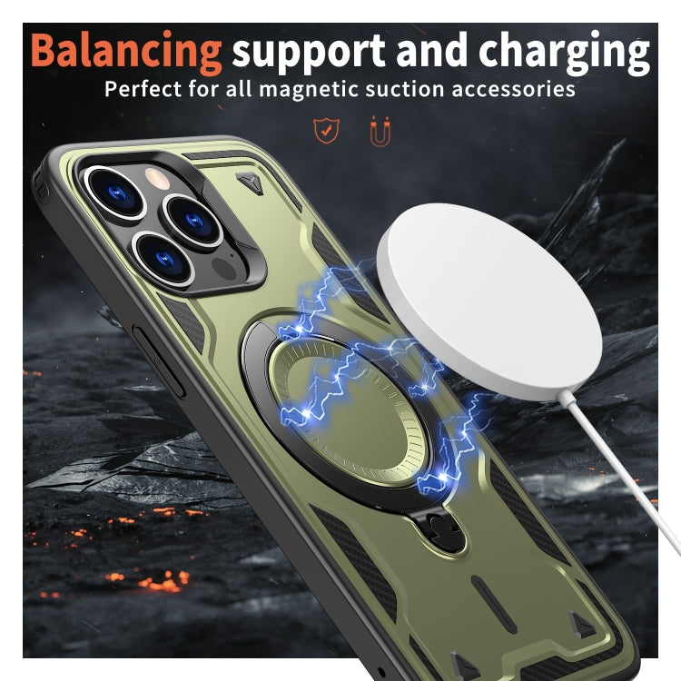 For iPhone 15 Pro Max PC Hybrid TPU Armor MagSafe Ring Holder Phone Case