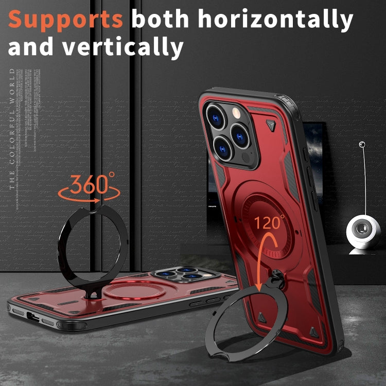 For iPhone 15 Pro Max PC Hybrid TPU Armor MagSafe Ring Holder Phone Case