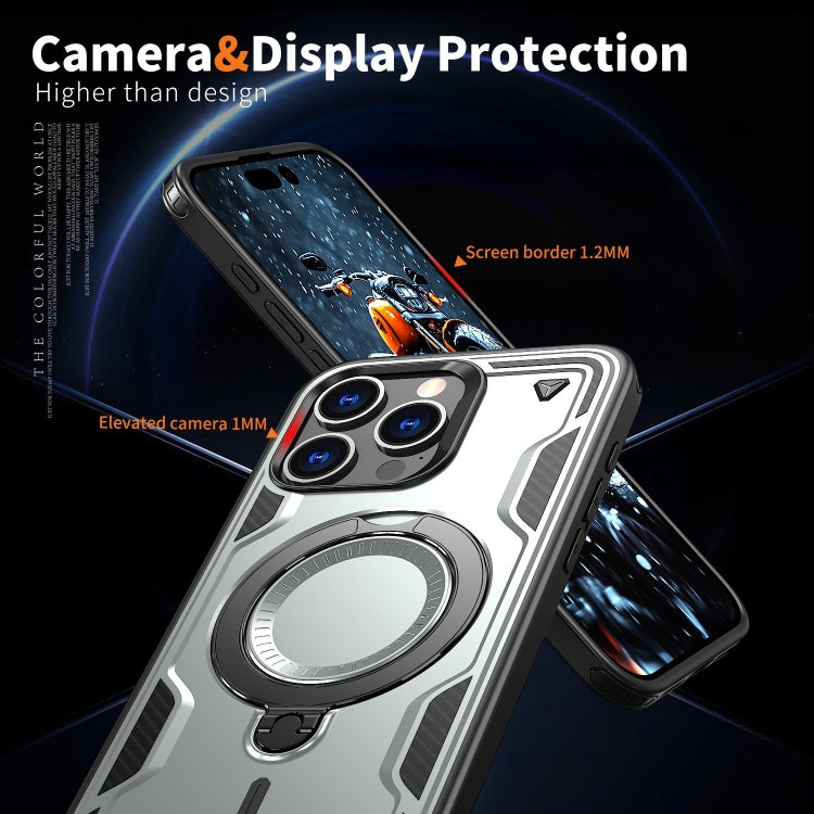 For iPhone 15 Pro Max PC Hybrid TPU Armor MagSafe Ring Holder Phone Case