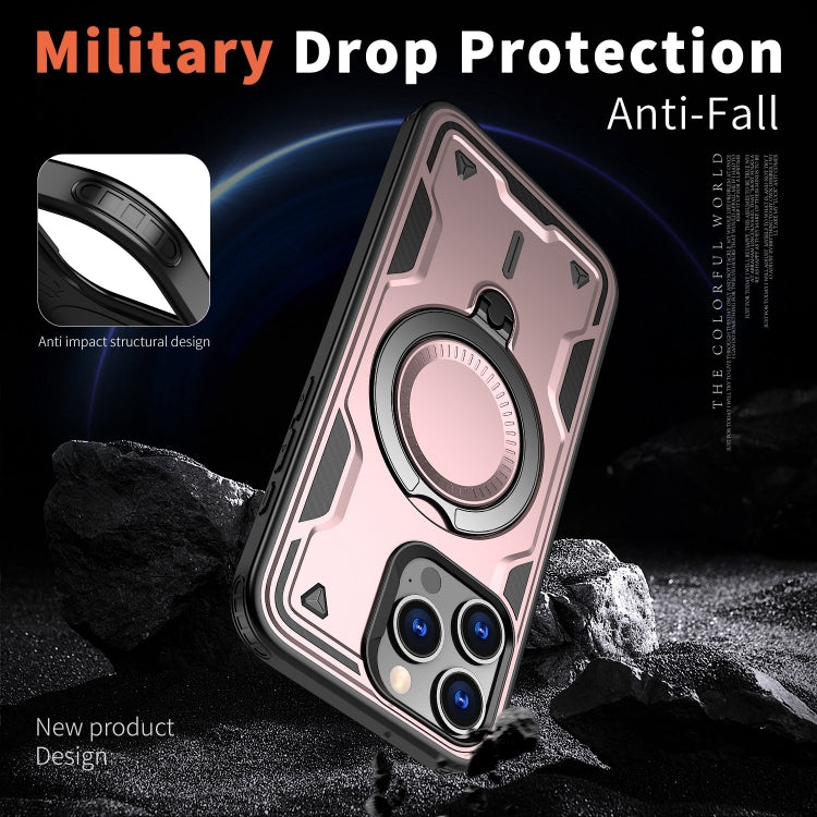 For iPhone 15 Pro Max PC Hybrid TPU Armor MagSafe Ring Holder Phone Case