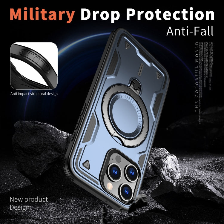 For iPhone 15 Pro PC Hybrid TPU Armor MagSafe Ring Holder Phone Case