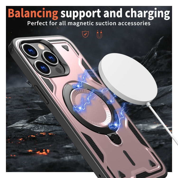 For iPhone 15 Pro PC Hybrid TPU Armor MagSafe Ring Holder Phone Case
