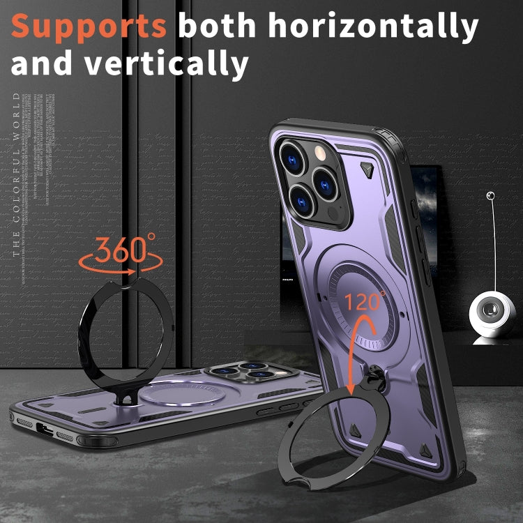 For iPhone 15 Pro PC Hybrid TPU Armor MagSafe Ring Holder Phone Case