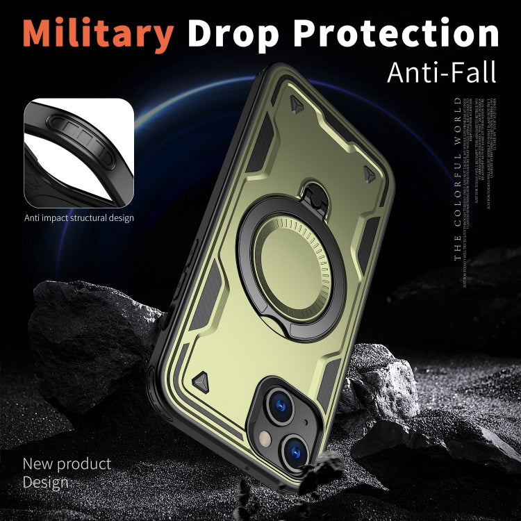 For iPhone 15 Plus PC Hybrid TPU Armor MagSafe Ring Holder Phone Case