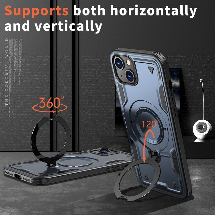 For iPhone 15 Plus PC Hybrid TPU Armor MagSafe Ring Holder Phone Case