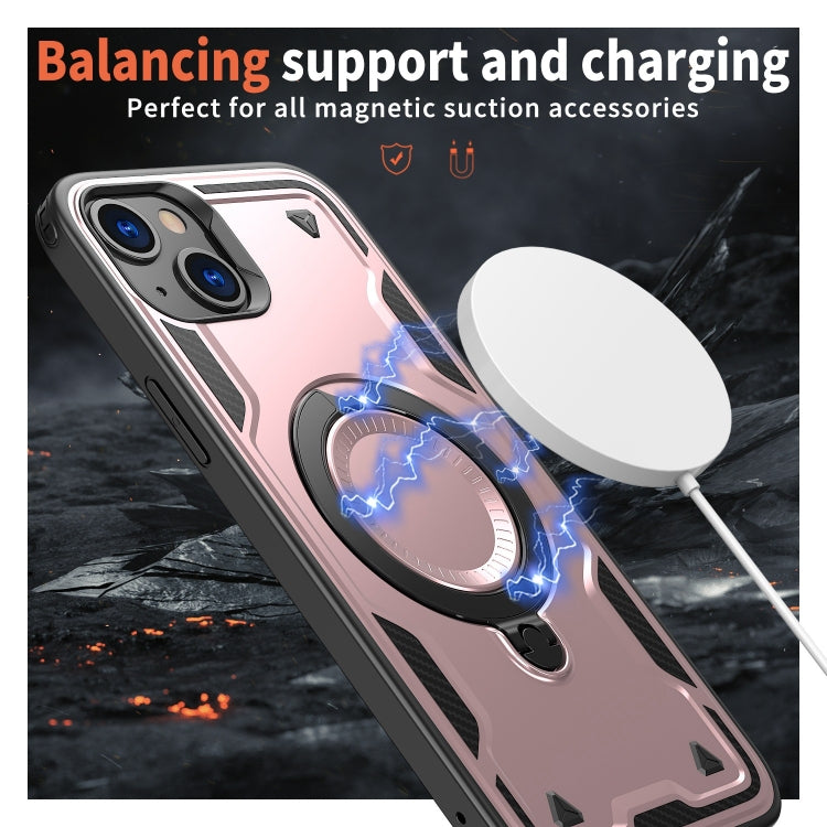 For iPhone 15 Plus PC Hybrid TPU Armor MagSafe Ring Holder Phone Case