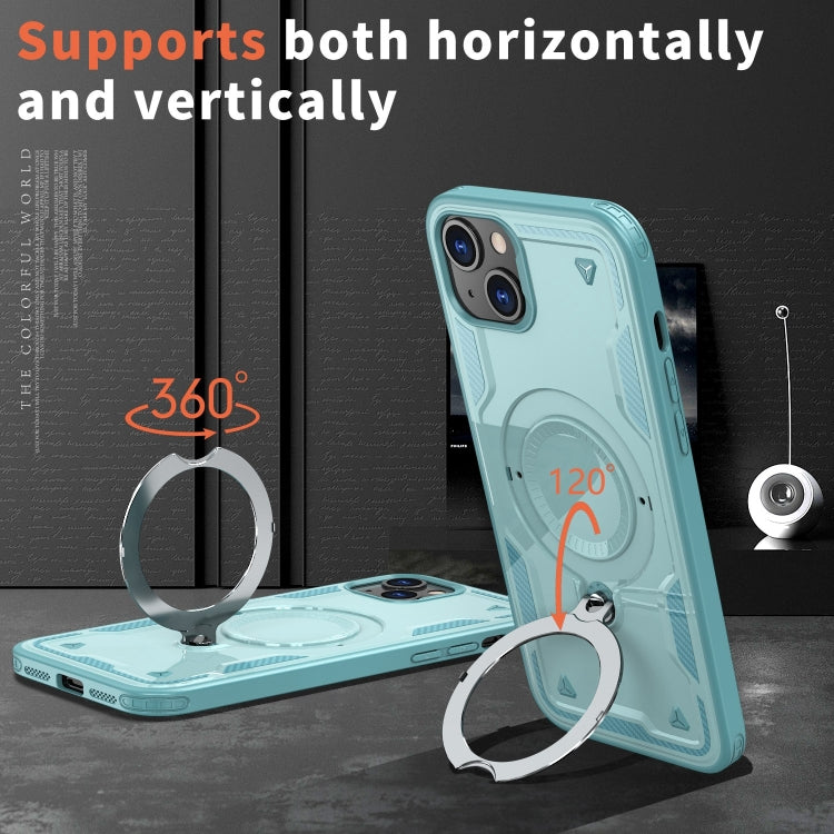 For iPhone 15 PC Hybrid TPU Armor MagSafe Ring Holder Phone Case
