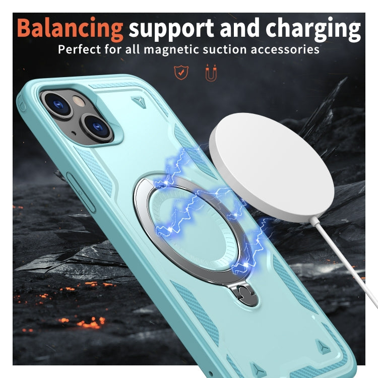 For iPhone 15 PC Hybrid TPU Armor MagSafe Ring Holder Phone Case