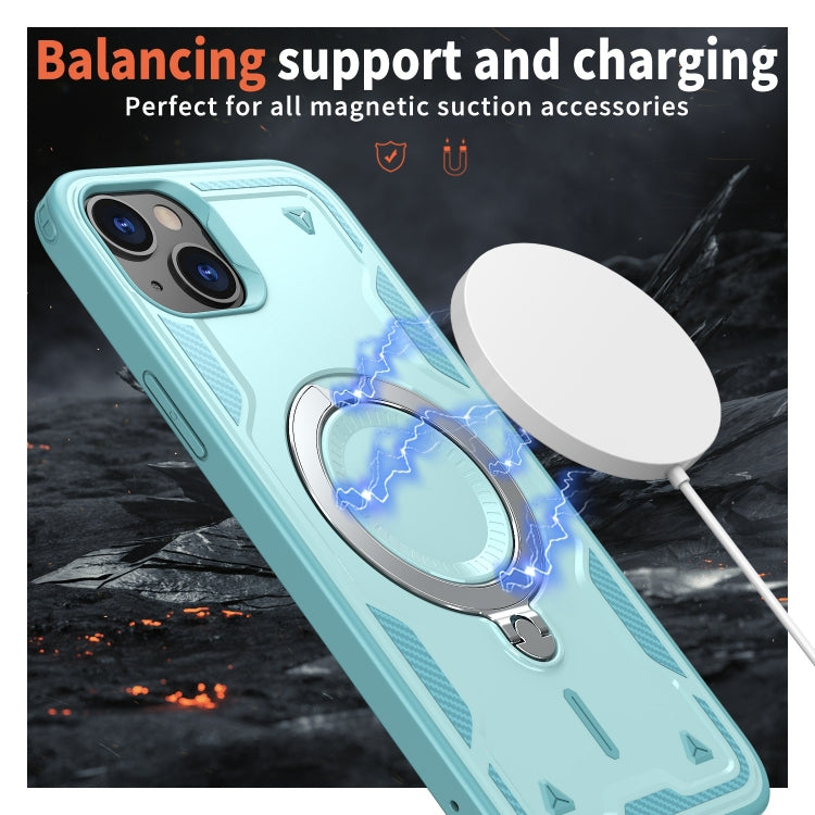 For iPhone 14 Plus PC Hybrid TPU Armor MagSafe Ring Holder Phone Case