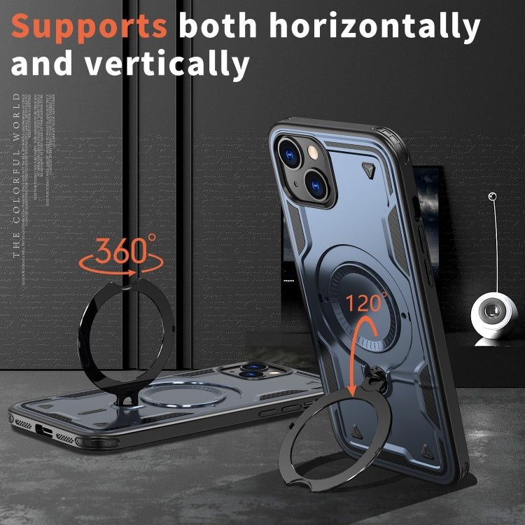 For iPhone 14 PC Hybrid TPU Armor MagSafe Ring Holder Phone Case