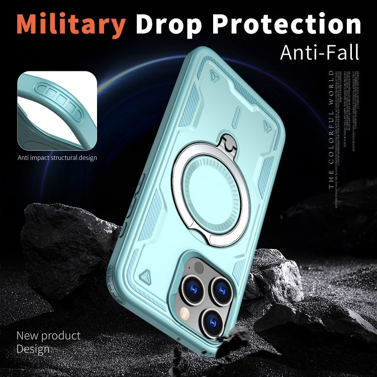 For iPhone 14 Pro Max PC Hybrid TPU Armor MagSafe Ring Holder Phone Case