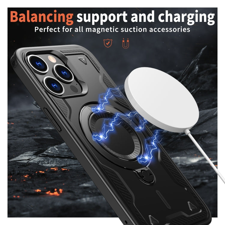 For iPhone 14 Pro Max PC Hybrid TPU Armor MagSafe Ring Holder Phone Case