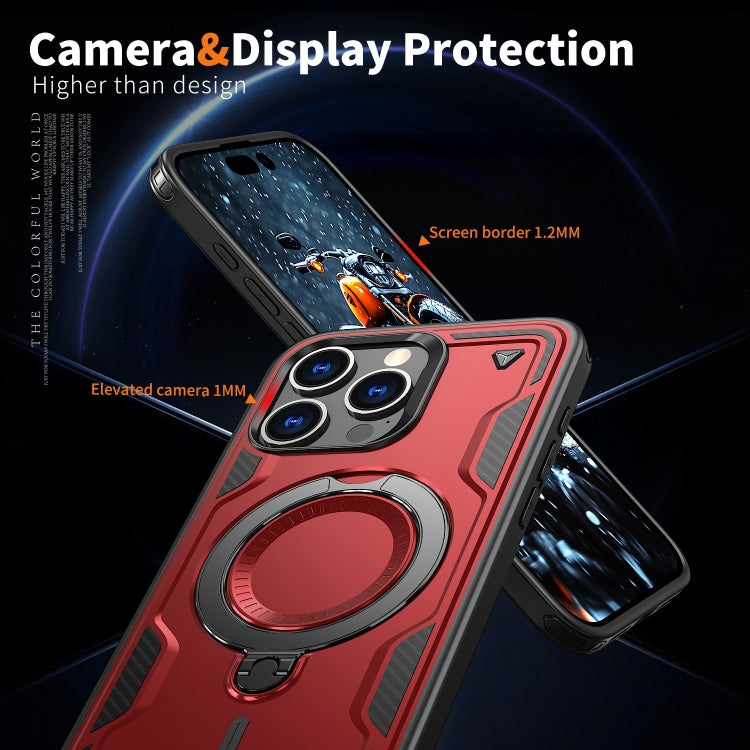For iPhone 14 Pro Max PC Hybrid TPU Armor MagSafe Ring Holder Phone Case
