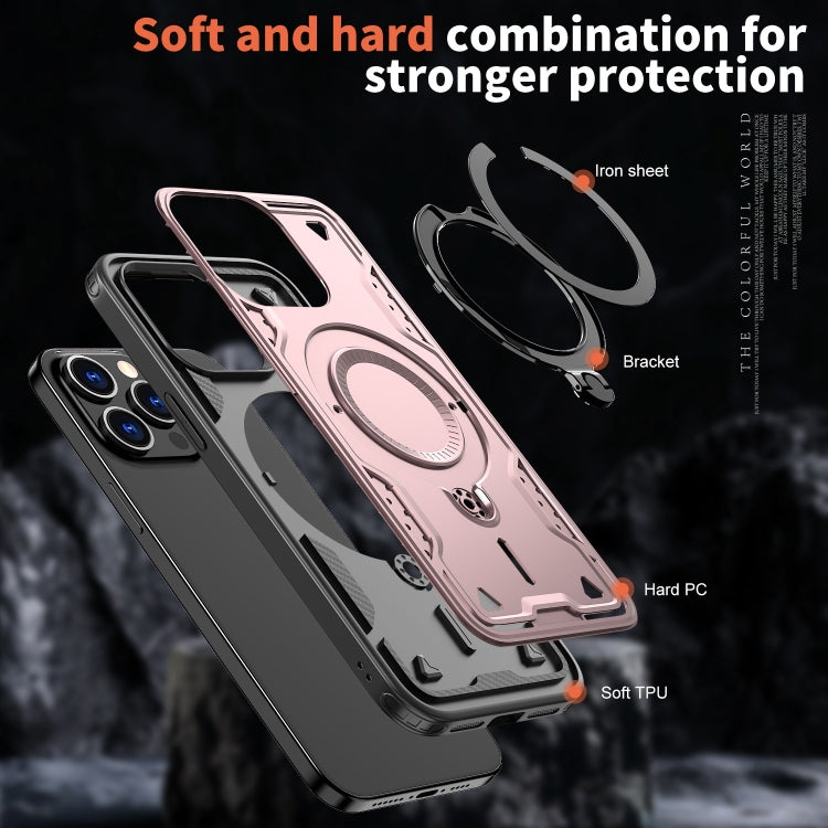 For iPhone 14 Pro Max PC Hybrid TPU Armor MagSafe Ring Holder Phone Case