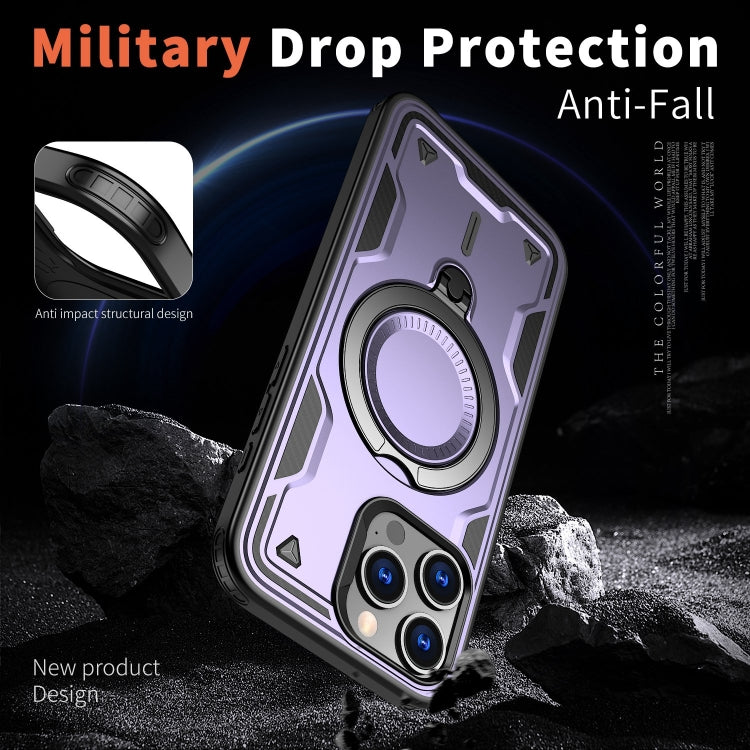 For iPhone 14 Pro Max PC Hybrid TPU Armor MagSafe Ring Holder Phone Case