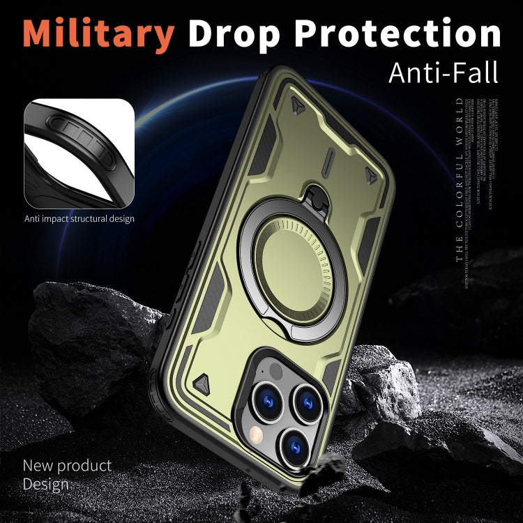 For iPhone 13 Pro Max PC Hybrid TPU Armor MagSafe Ring Holder Phone Case