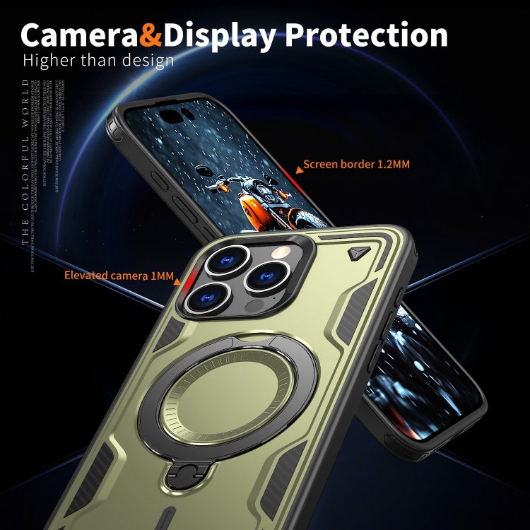 For iPhone 13 Pro Max PC Hybrid TPU Armor MagSafe Ring Holder Phone Case