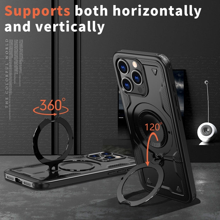 For iPhone 13 Pro PC Hybrid TPU Armor MagSafe Ring Holder Phone Case
