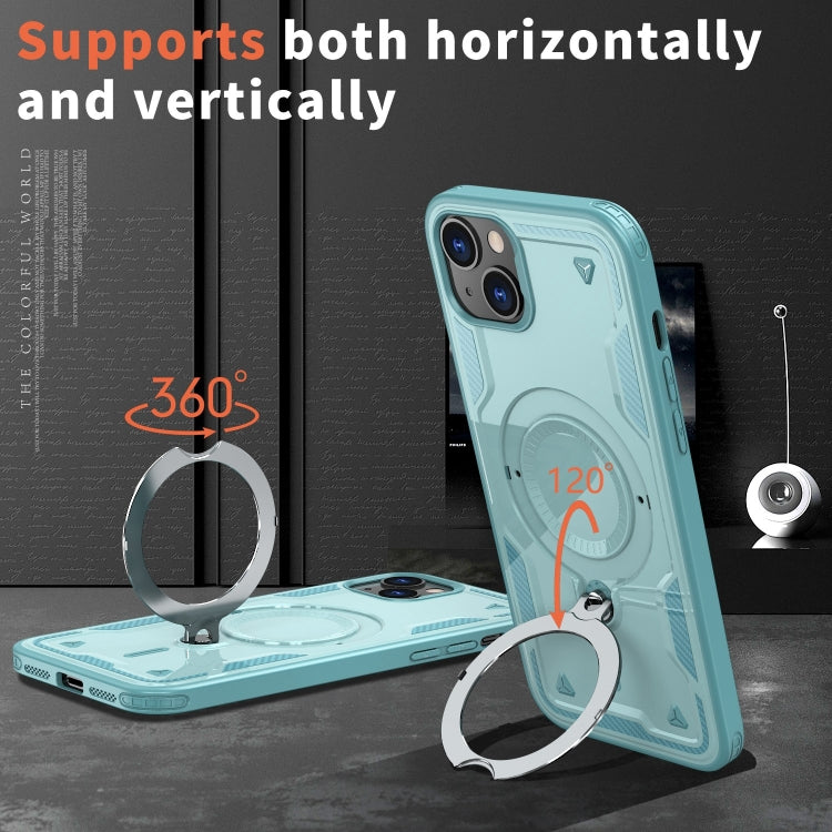 For iPhone 13 PC Hybrid TPU Armor MagSafe Ring Holder Phone Case
