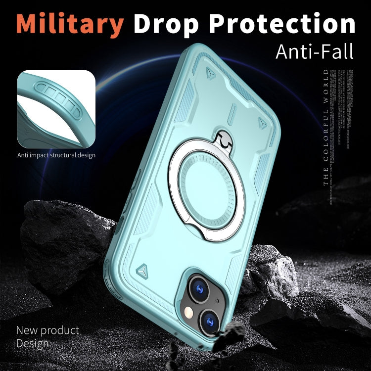 For iPhone 13 PC Hybrid TPU Armor MagSafe Ring Holder Phone Case