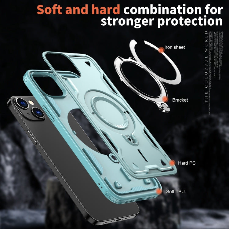 For iPhone 13 PC Hybrid TPU Armor MagSafe Ring Holder Phone Case