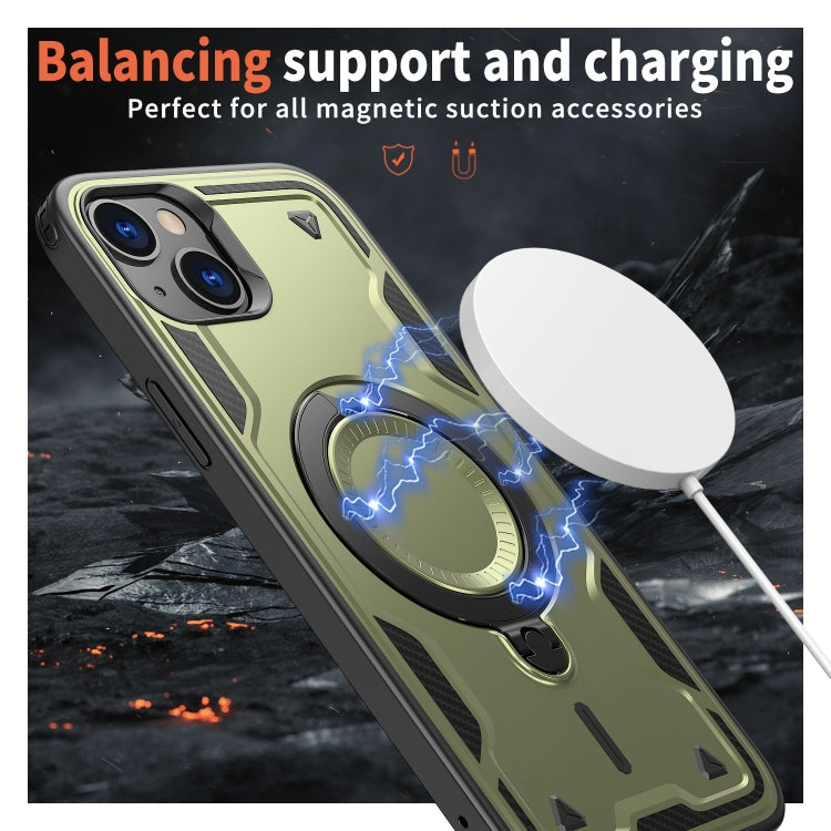 For iPhone 13 PC Hybrid TPU Armor MagSafe Ring Holder Phone Case